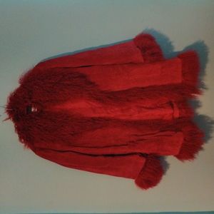 L red suede and fur jacket
